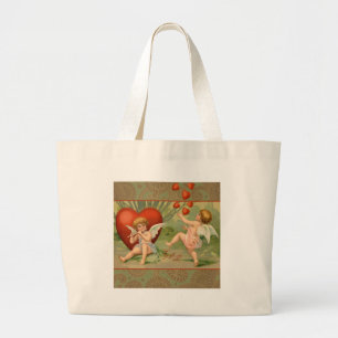 Grand Tote Bag Amours Antiques de la Saint-Valentin Cupidons