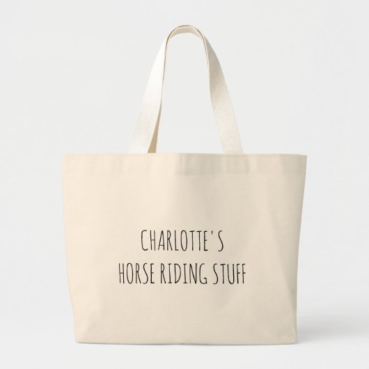Grand Tote Bag Amusant cheval équestre équitation Nom de l'animal (Devant)