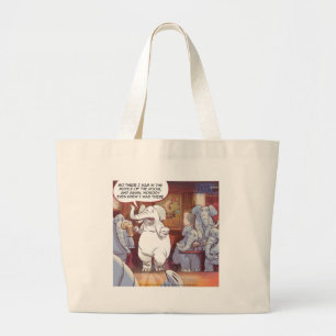 Grand Tote Bag Amusant Éléphant Blanc Dans La Chambre