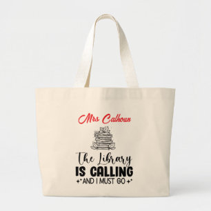 Grand Tote Bag Amusant La Bibliothèque Appelle