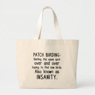 Grand Tote Bag Amusant Patch Birding est la folie