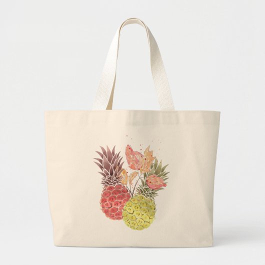 Grand Tote Bag Ananas, couple doux. (Devant)
