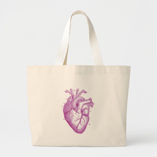 Grand Tote Bag Anatomie vintage pourpre de coeur (Devant)