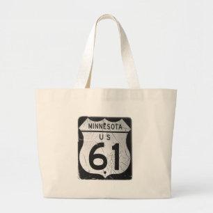 Grand Tote Bag Ancien panneau de l'autoroute 61