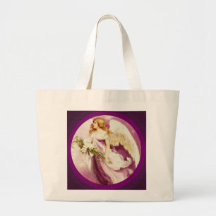 Grand Tote Bag Angel de Pâques vintage Texté