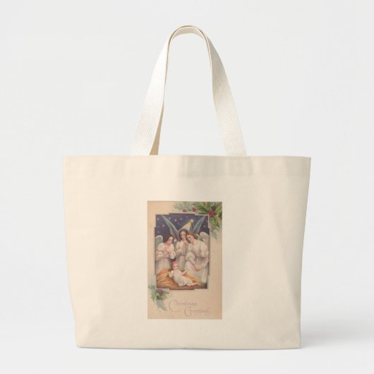 Grand Tote Bag Anges de Noël Vintage (Devant)