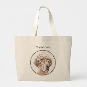 Grand Tote Bag Anglais Setter Orange Belton Peinture Pet Chien Ar