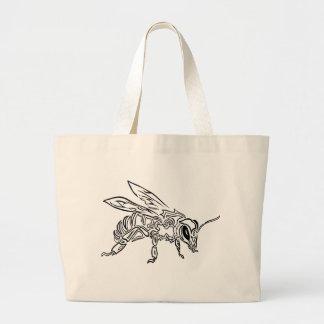 Grand Tote Bag Animal tribal surréaliste de totem d'abeille de