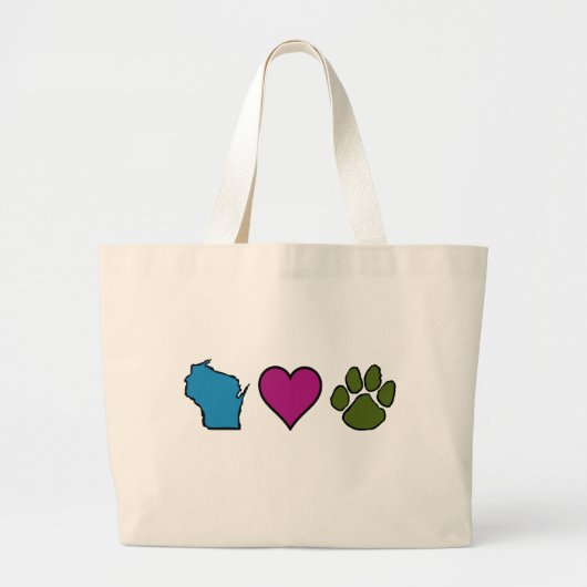 Grand Tote Bag Animaux de coeurs du Wisconsin (Devant)