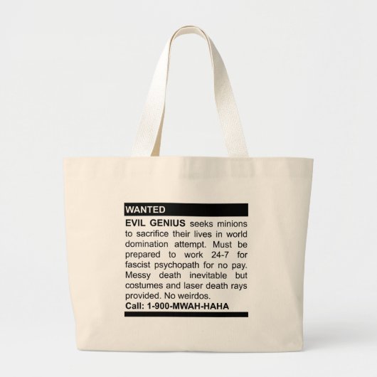 Grand Tote Bag Annonce mauvaise de génie (Devant)
