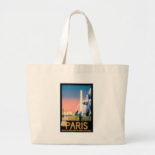 Grand Tote Bag Annonce Voyage Paris vintage