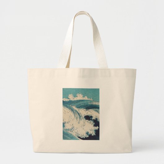 Grand Tote Bag Antique Japonais Bleu Vagues Océan Imprimer (Devant)