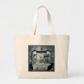 Grand Tote Bag ANTON PIEK design de gants bleu foncé (Devant)