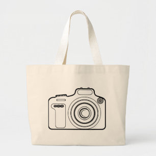 Grand Tote Bag Appareil photo noir et blanc