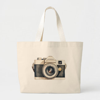 Grand Tote Bag Appareil photo reflex argentique vintage illustré