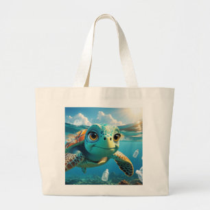 Grand Tote Bag Appel écologique de la tortue Azul - Fourre-tout a