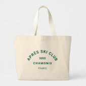 Grand Tote Bag Après Ski Club Winter Green Ski Resort Crest (Devant)