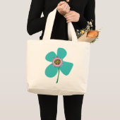 Grand Tote Bag Aqua Blue Daisy Pop Summer Flower Whimsical Cute (Devant (produit))