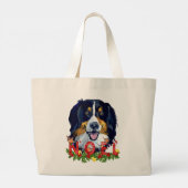 Grand Tote Bag Aquarelle Bernese Mountain Dog Noël (Dos)