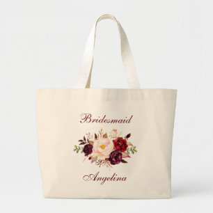 Grand Tote Bag Aquarelle Bourgogne Nom de la servante d'État flor