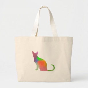 Grand Tote Bag Aquarelle Chat Silhouette