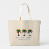 Grand Tote Bag Aquarelle colorée Palm Tree personnalisé (Dos)