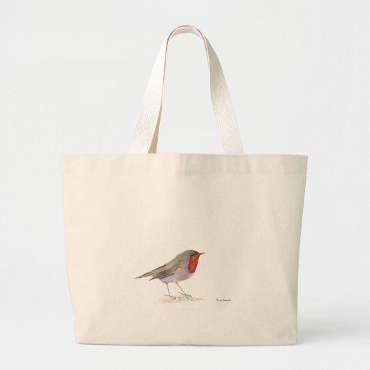Grand Tote Bag Aquarelle d'oiseau Robin hiver Noël Noël Noël Noël (Devant)