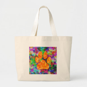 Grand Tote Bag Aquarelle Empreinte de patte de chien