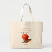 Grand Tote Bag Aquarelle Enseignant Apple - Cadeau Merci (Devant)