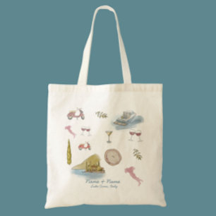 Grand Tote Bag Aquarelle mariage du lac de Côme Italie