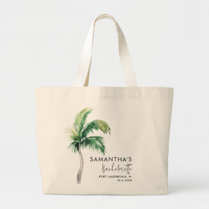 Grand Tote Bag Aquarelle Palm Tree Bachelorette Week-end personna