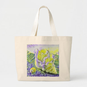 Grand Tote Bag Aquarelle Peinture de coquillage jaune pourpre