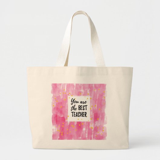 Grand Tote Bag Aquarelle rose mignonne Meilleure appréciation de  (Devant)