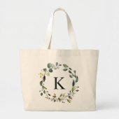 Grand Tote Bag Aquarelle Verdure Wreath Monogram Bridesmaid (Devant)