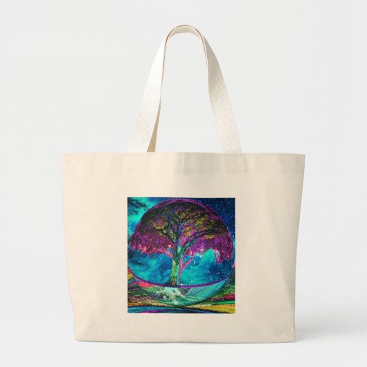 Grand Tote Bag Arbre de méditation de la vie (Devant)