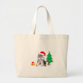 Grand Tote Bag Arbre de Noël, chien chiot et art cadeau (Devant)