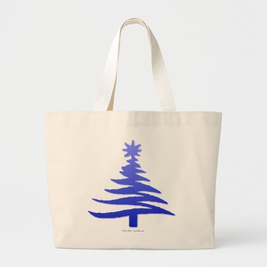 Grand Tote Bag Arbre de Noël Cobalt bleu (Devant)