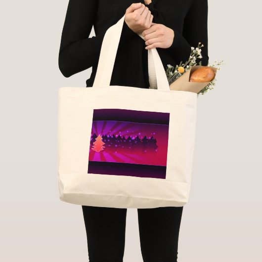 Grand Tote Bag Arbres de Noël Tons de pourpre (Devant (produit))