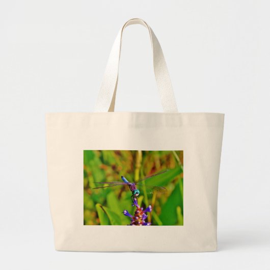 Grand Tote Bag Arc en ciel libellule et fleur (Devant)