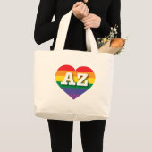 Grand Tote Bag Arizona Gay pride Rainbow Heart (Devant (produit))