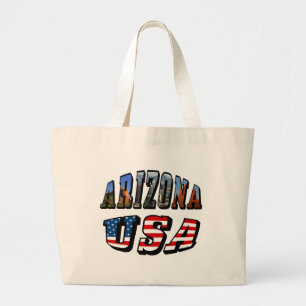 Grand Tote Bag Arizona Picture et USA Flag Text