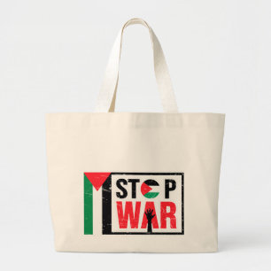 Grand Tote Bag Arrêter la guerre - La vie palestinienne importe -