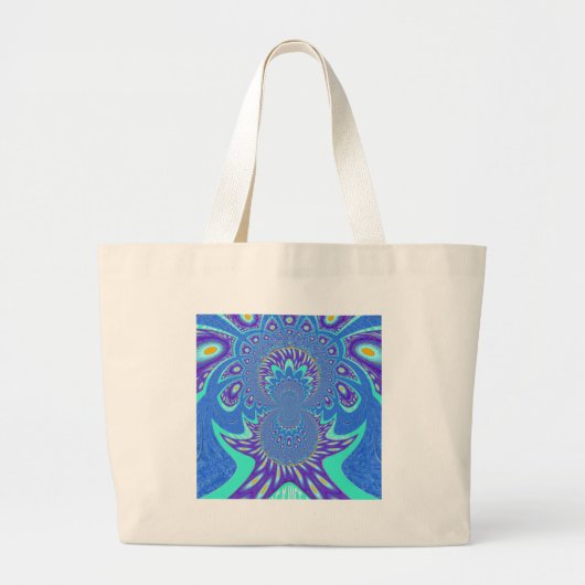 Grand Tote Bag Art bleu moderne (Devant)