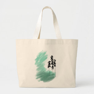 Grand Tote Bag art de l'arbre vert scandinave simple moderne ment