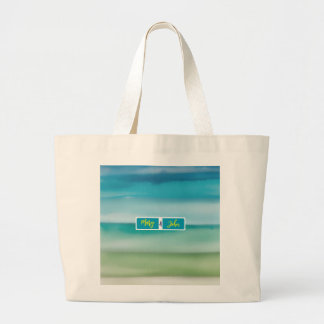 Grand Tote Bag Art de l'horizon océanique à l'aquarelle abstraite