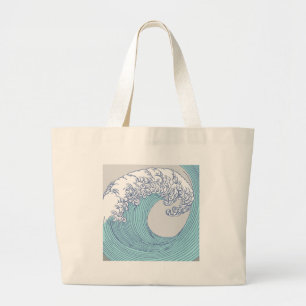Grand Tote Bag Art de vague de surf Ukiyo-e japonais vintage de l