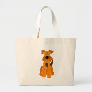Grand Tote Bag Art drôle de chien d'Airedale Terrier