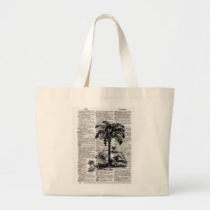 Grand Tote Bag Art du dictionnaire Palm Tree