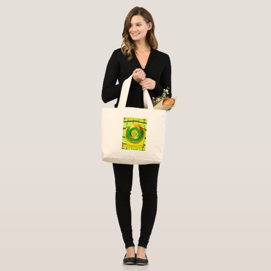 Grand Tote Bag Art graphique rose jaune (Devant (modèle))