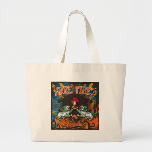 Grand Tote Bag Art libre de grunge du Thibet (Devant)